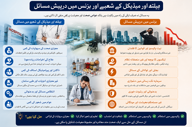ہیلتھ اور میڈیکل کے شعبے اور بزنس میں درپیش مسائل